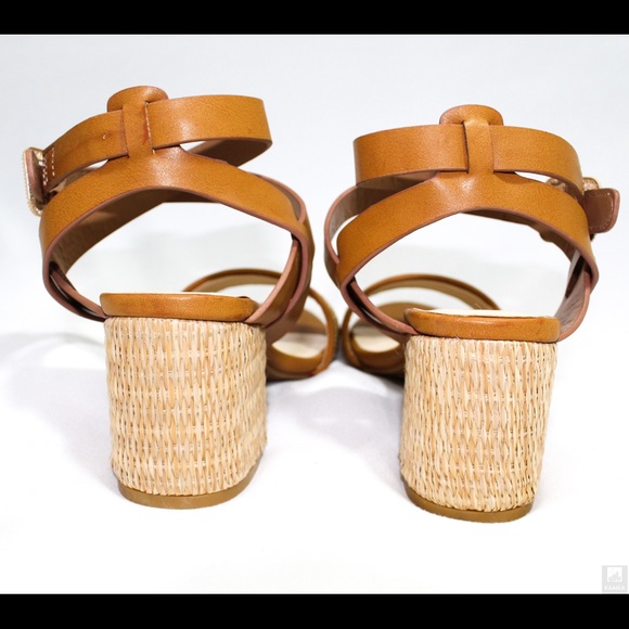 Bamboo tan open toe ankle strap casual heel - Picture 3 of 4